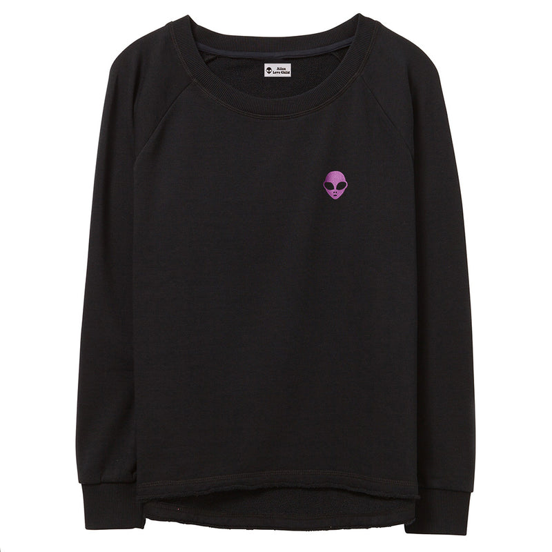 Embroidered French Terry <br>Black Women’s Sweatshirt