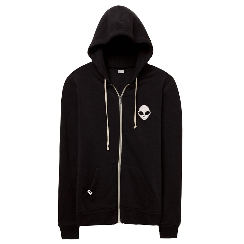 Embroidered Eco-Fleece <br>Black Unisex Zip-Up Hoodie