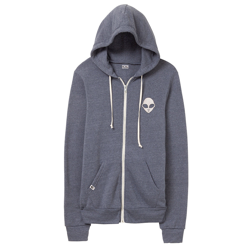 Embroidered Eco-Fleece <br>Heather Navy Unisex Zip-Up