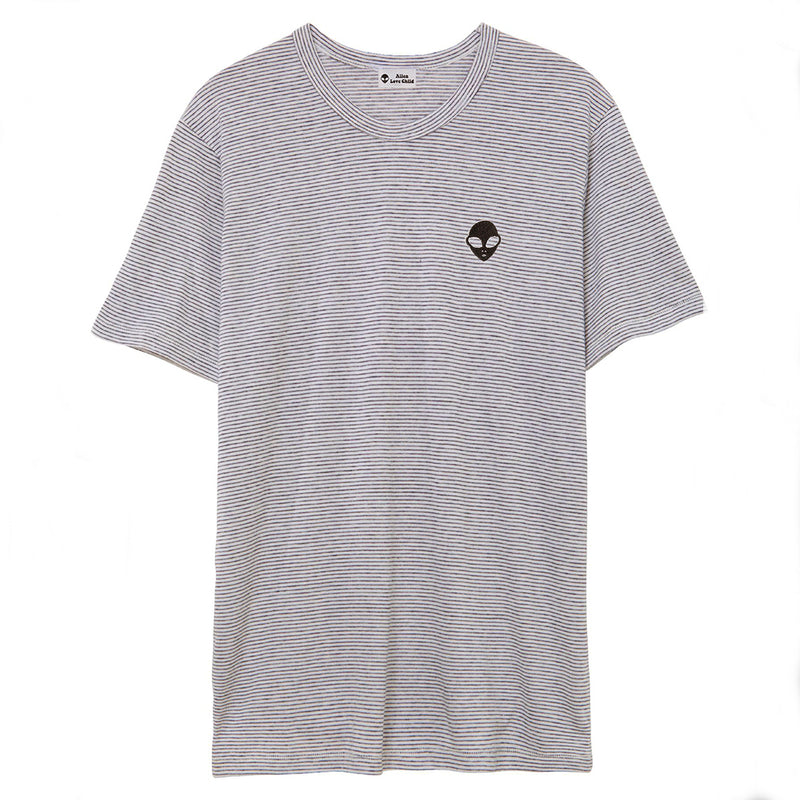 Embroidered Eco-Jersey <br>Micro-Striped Unisex T-Shirt