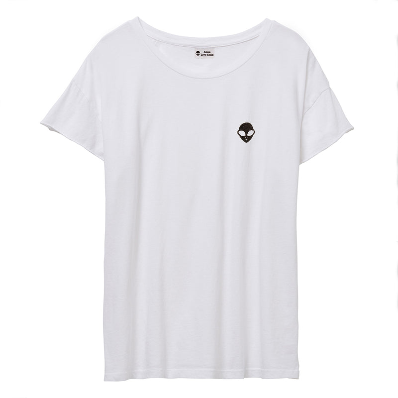 Embroidered 100% Cotton <br>White Women's T-Shirt