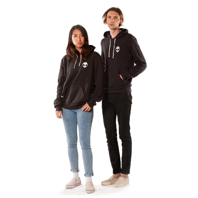 Embroidered Eco-Fleece <br>Black Unisex Pullover Hoodie