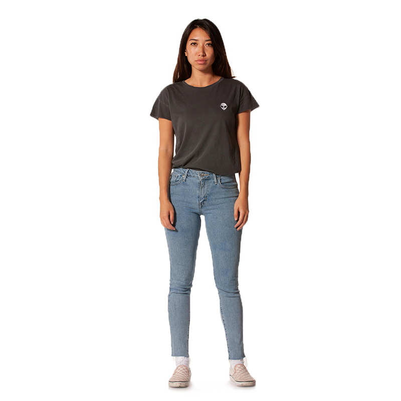 Embroidered 100% Cotton <br>Grey Women's T-Shirt