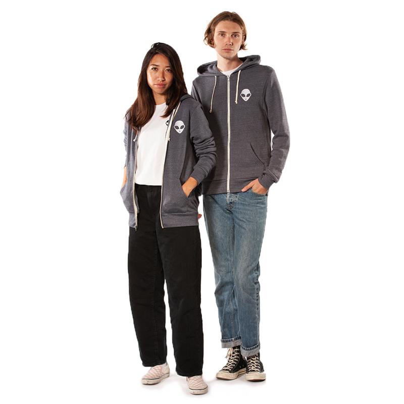 Embroidered Eco-Fleece <br>Heather Navy Unisex Zip-Up