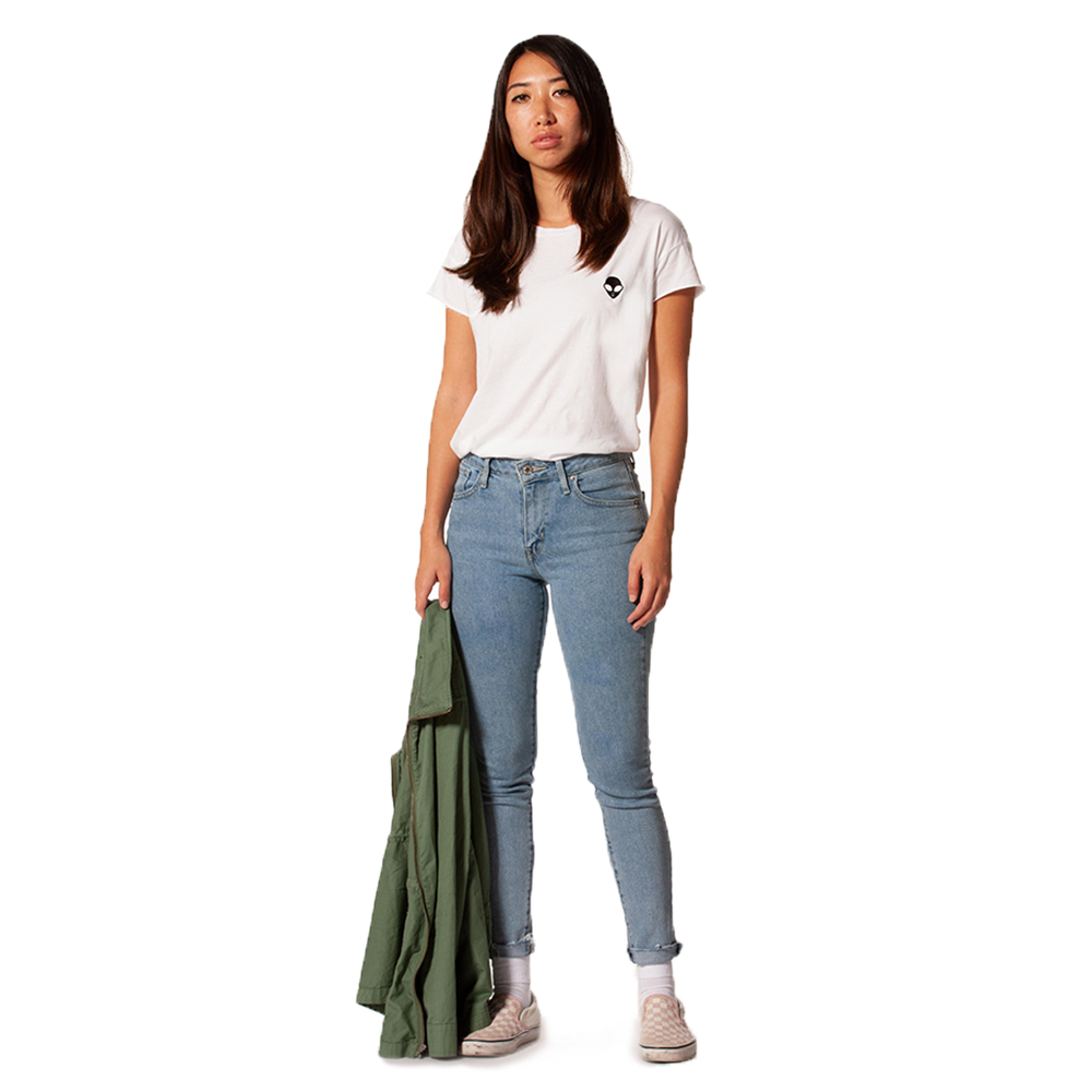 Embroidered 100% Cotton <br>White Women's T-Shirt